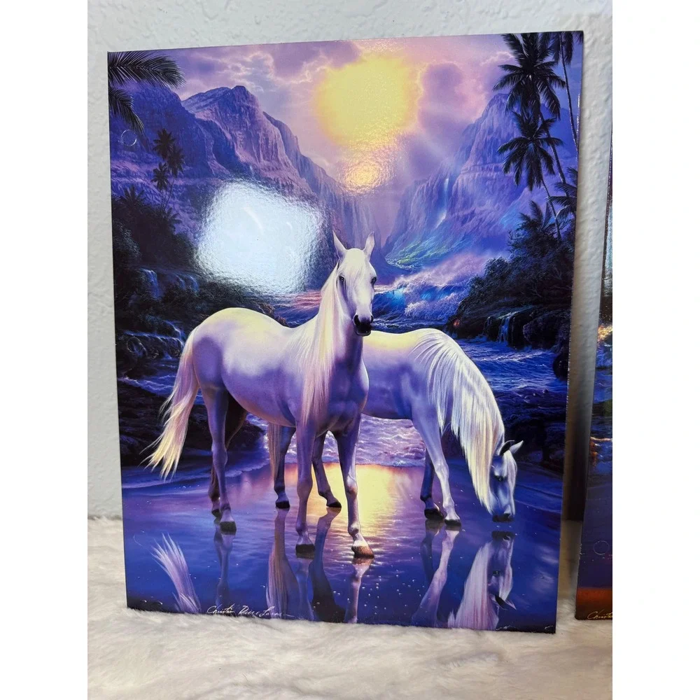 Christian Riese Lassen White Horse Sea Art Folders Set of 2 Vintage 2-Pocket